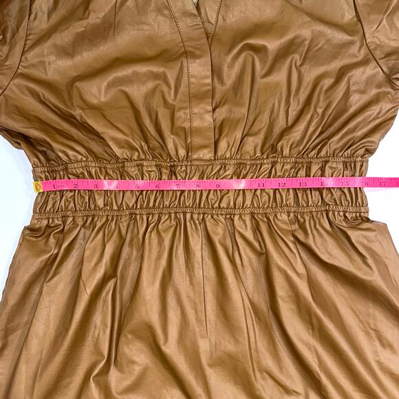 Simply Southern Faux Leather Fawn Brown Short Sleeve Dress Size XL - Picture 9 of 11